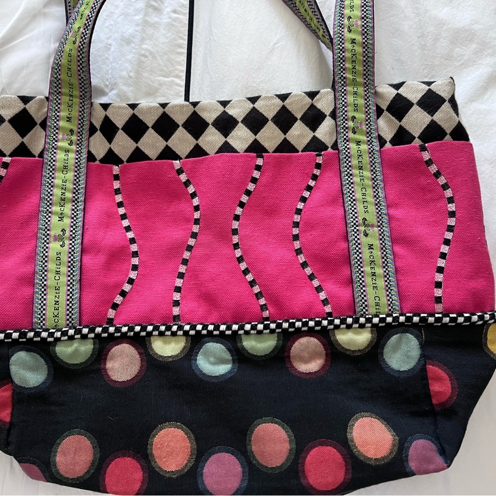 Mackenzie Childs Retired Preowned Cloth Shopping Carry All Satchel.